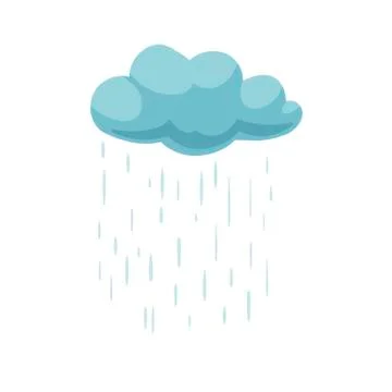Cloud with Rain on white background. Vector illustration in trendy flat style Stock Illustration