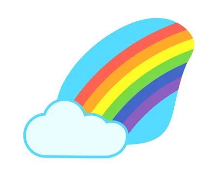 Cloud, Rainbow, curve shape. Celestial arc, light spectrum, band of colors Illustrazione stock