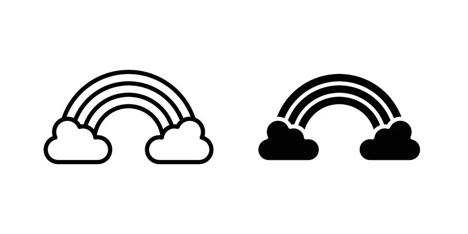 Cloud rainbow icon pack with silhouette and stroke web icons Stock Illustration