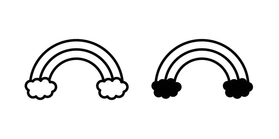 Cloud rainbow icon silhouette vector set. thin line pack Stockillustratie