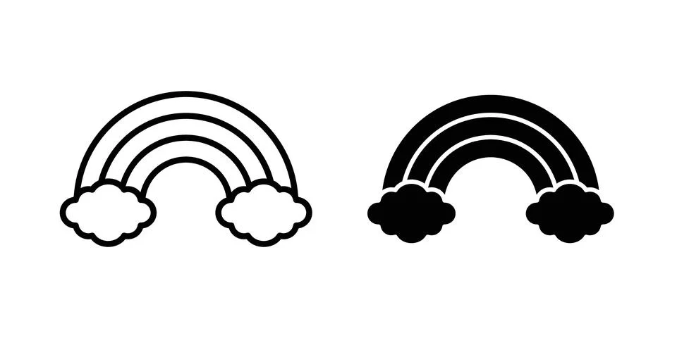 Cloud rainbow icon symbol. Flat and Stroke Vector illustration Illustrazione stock
