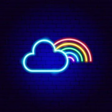 Cloud Rainbow Neon Sign Stock Illustration