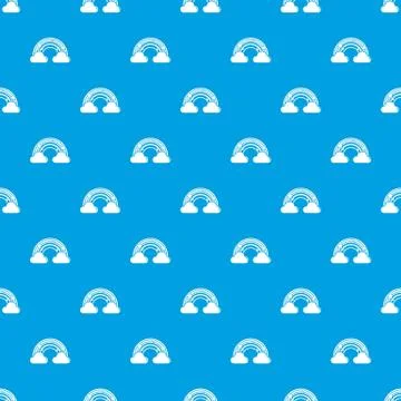 Cloud rainbow pattern seamless blue Stock Illustration