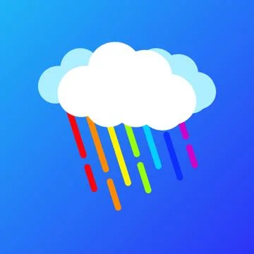 Cloud rainbow rain blue sky.Cartoon vector flat.Isolated on a blue background イラスト素材
