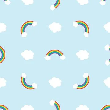 Cloud, rainbow seamless pattern background Vector Illustration. EPS10 Stock Illustration