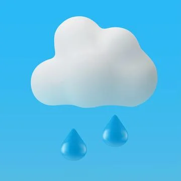 Cloud with raindrops realistic 3d weather icon Stock Illustration