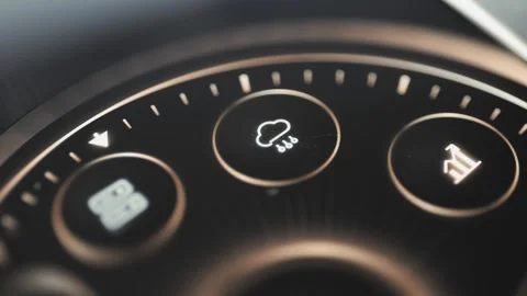 Cloud rainfall and rising chart buttons positioned Stock Footage 342489461