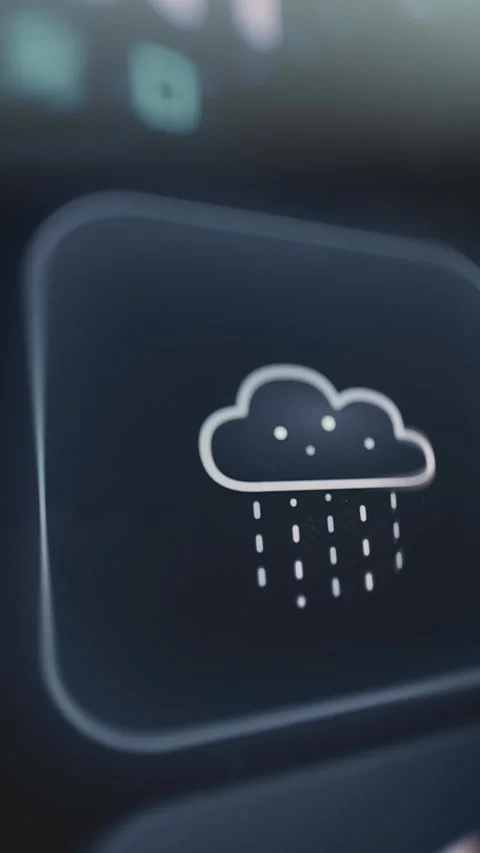 Cloud rainfall icon among infrastructure planning controls Stock Footage 342489748