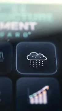 Cloud rainfall icon among infrastructure planning controls 库存照片