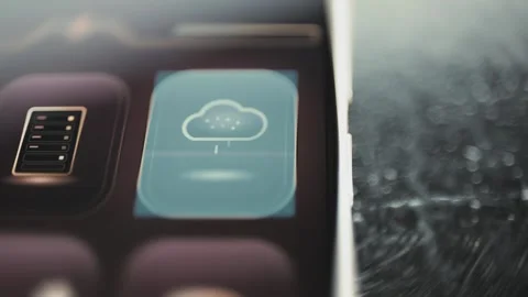 Cloud rainfall icon selects environmental analytics Stock Footage 342491624