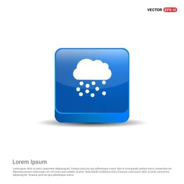 Cloud Raining Icon - 3d Blue Button Stock Illustration