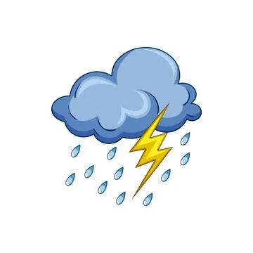 Cloud raining with lightning bolt representing stormy weather Stock Illustration
