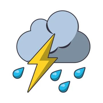 Cloud raining with rays weather cartoon Illustrazione stock