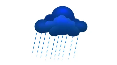 Cloud rains lightning white background Stock Footage 305292982