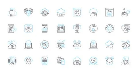 Cloud reality linear icons set Illustrazione stock