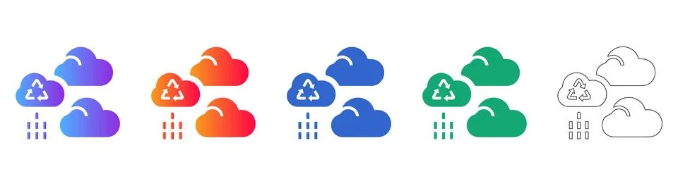 Cloud Recycling and Data Icons Stock Illustration