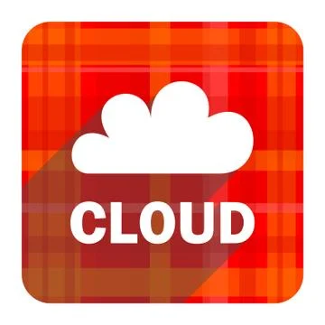 Cloud red flat icon isolated. Stock Illustration