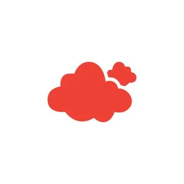 Cloud Red Icon On White Background. Red Flat Style Vector Illustration. 스톡 일러스트