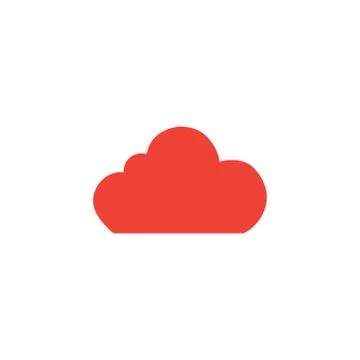 Cloud Red Icon On White Background. Red Flat Style Vector Illustration. Stock Illustration
