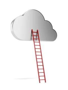 Cloud with red ladder イラスト素材