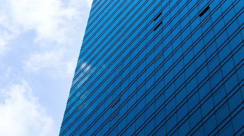 Cloud reflected on business corporate building glass : 4K time lapse Stock Footage 55227728