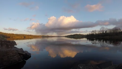Cloud reflection on a lake 4k Stock Footage 108682518