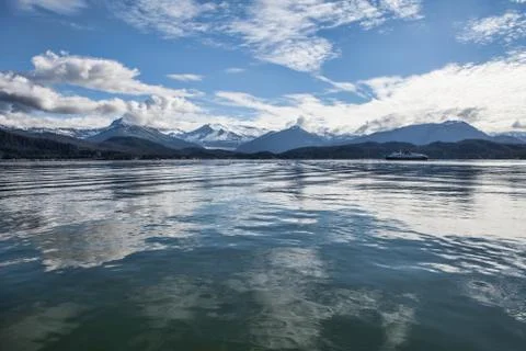 Cloud reflections with ferry Stock Photos