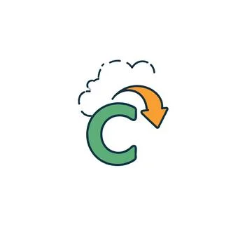 Cloud refresh icon symbolizing data recovery green letter with descending a.. Stock Illustration