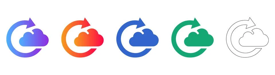 Cloud Refresh Sync Icon Set Stock Illustration