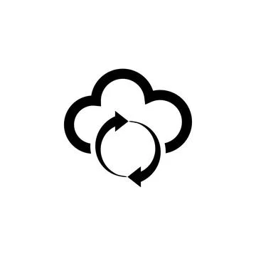 Cloud Reload Sync Refresh Flat Vector Icon Stock Illustration