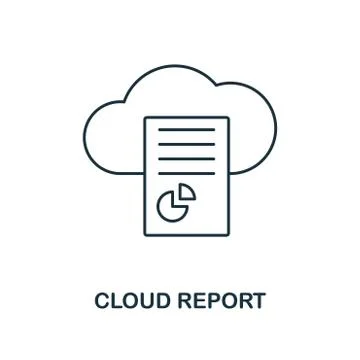Cloud Report outline icon. Thin line style from big data icons collection. Pixel Stock Illustration