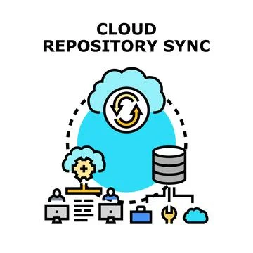 Cloud repository sync data administration service Illustrazione stock