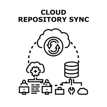 Cloud repository sync data administration service Stock Illustration