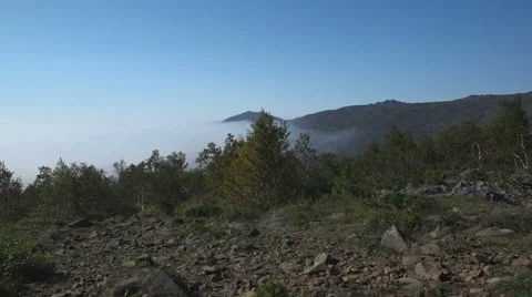 The cloud rested on the mountain. Stock Footage 66594740