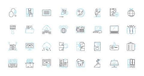 Cloud retention linear icons set. Archiving, Backup, Compliance, Data Stock Illustration