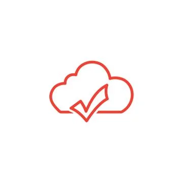 Cloud Right Line Red Icon On White Background. Red Flat Style Vector イラスト素材