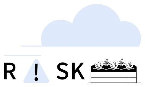 Cloud Risk Analysis with Garden Bed Metaphor Including Exclamation Mark to Stock Illustration