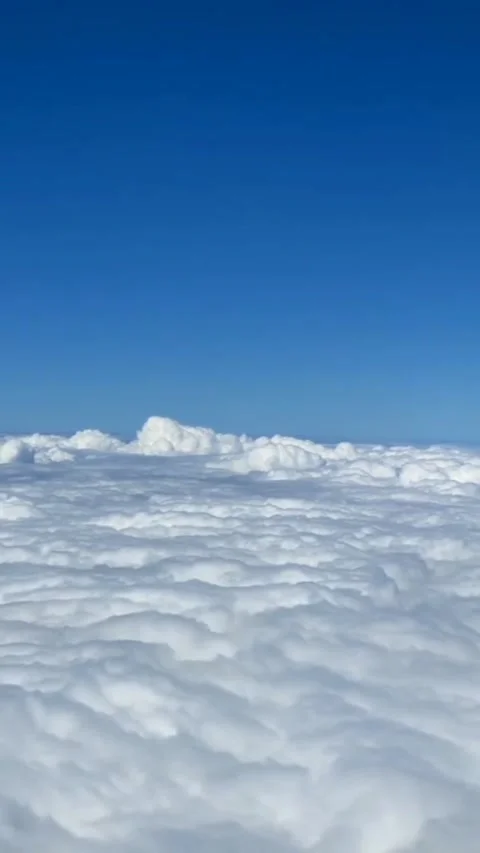Cloud River Flow Seen from Mountain Heights Stock Footage 311389339