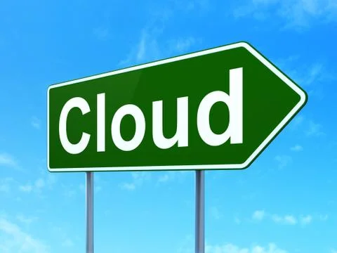 Cloud on road sign background Illustrazione stock