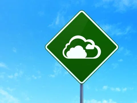 Cloud on road sign background Illustrazione stock