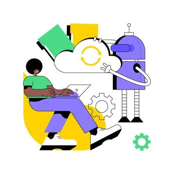 Cloud robotics abstract concept vector illustration. Stock Illustration