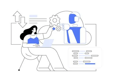Cloud robotics abstract concept vector illustration. Stock Illustration