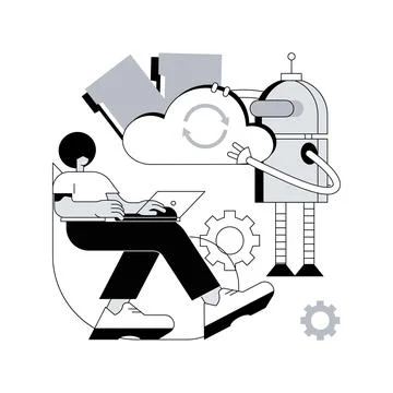 Cloud robotics abstract concept vector illustration. Stock Illustration