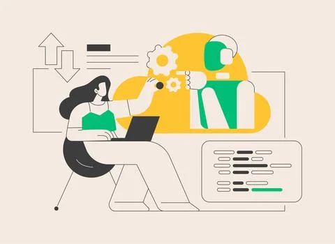 Cloud robotics abstract concept vector illustration. Stock Illustration