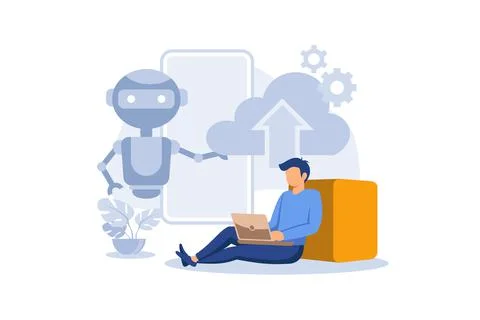 Cloud robotics illustration exclusive design inspiration Stock Illustration