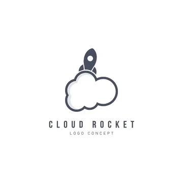 Cloud Rocket Logo Design Template Flat Style Vector Stock Illustration