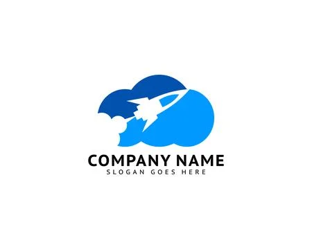 Cloud Rocket Logo Icon Template Vector Design Stock Illustration