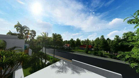 Cloud running over houses Stock Footage 162887519