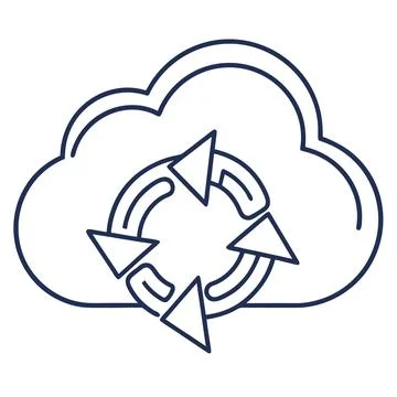 Cloud SaaS Service Line Vector Icon on White Background Stock Illustration