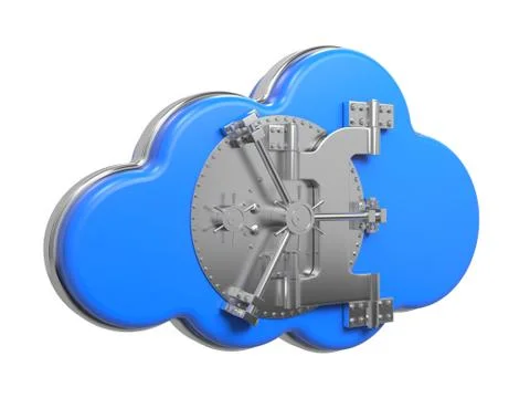 Cloud with Safe Door. Computing Concept. Stock Illustration